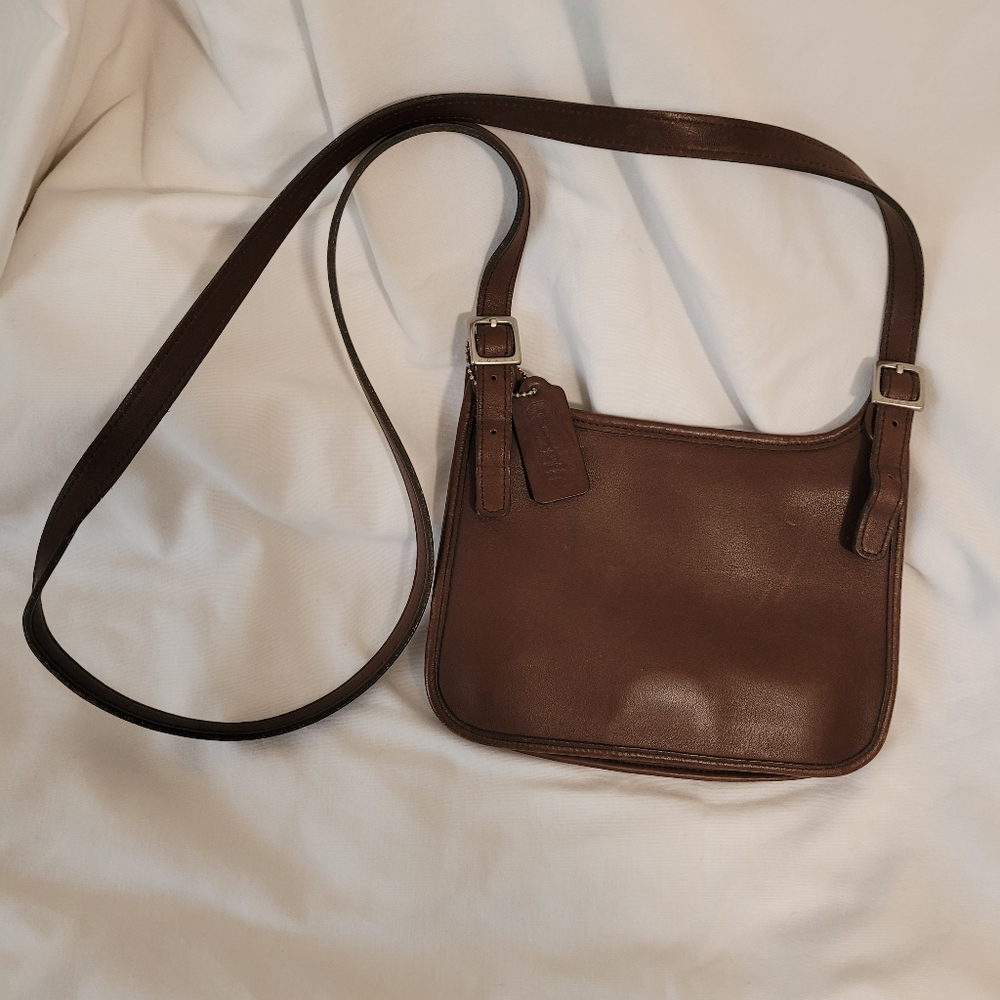 Vintage Coach Legacy Mini Hippie Flap Slim Brown Leather Crossbody Purse #9142